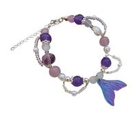 FDEETY Bracciale Donna Elegante con Perline e Ciondolo a Forma di Coda di Sirena Bracciale Pandora per Regalo Compleanno Gioielli Moda per Donna