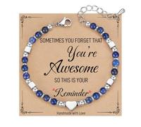 FDEETY Bracciale Donna Elegante Piccoli Braccialetti di Perline Pietra Naturale Regolabile Regalo Perfetto per Yoga e Meditazione Resistente（Lapislazzuli）