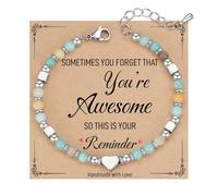 FDEETY Bracciale Donna Elegante Piccoli Braccialetti di Perline Pietra Naturale Regolabile Regalo Perfetto per Yoga e Meditazione Resistente(Blu)