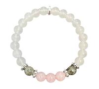 FDEETY Bracciale Donna in Pietre Naturali Bracciale Elegante con Perle di Quarzo Rosa e Labradorite Accessorio di Moda per Ogni Occasione
