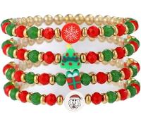 FDEETY Bracciale Donna Natale Colorato e Festivo con Perline Rosse e Verdi Design Unico con Albero di Natale e Fiocco di Neve Accessorio Elegante per Feste e Celebrazioni