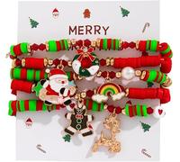 FDEETY Bracciale Donna Natalizio Colorato con Charms Stile Festivo e Allegro per Celebrazioni Natalizie(SET D)