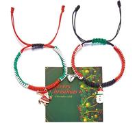 FDEETY Bracciale Donna Natalizio con Ciondoli Bracciale Regolabile in Corda Intrecciata Accessorio di Moda per Feste di Natale Idea Regalo Donna(C)