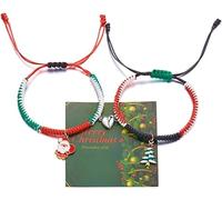 FDEETY Bracciale Donna Natalizio con Ciondoli Bracciale Regolabile in Corda Intrecciata Accessorio di Moda per Feste di Natale Idea Regalo Donna(A)