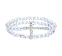FDEETY Bracciale Donna Swarovski Cristallo Brillante con Croce Elegante Gioiello per Feste e Occasioni Speciali