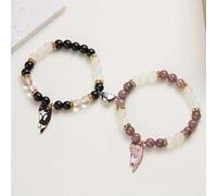 FDEETY Bracciale Elastico Perline Cristallo Ciondolo Gatto Decorativo Accessorio Gioiello Donna Ragazza