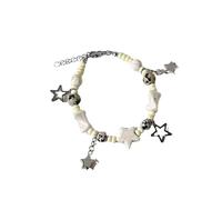 FDEETY Bracciale Elegante Turchese Bianco Stelle Ciondoli Metallici Perline Naturali Gioielli Donna Catena Regolabile