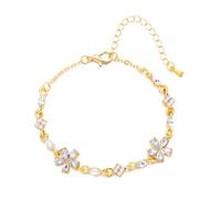 FDEETY Bracciale Fiore Cristallo Elegante Catena Oro Gioiello Femminile Brillante Accessorio Donna Cerimonia