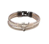 FDEETY Bracciale Multistrato Teschio Toro Vintage Chiusura Metallica Gioielli Ragazzi Accessorio Stile Occidentale