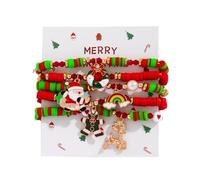 FDEETY Bracciale Natale Donna Braccialetti Colorato Elastici Set Impilabile Gioielli di Natalizi Bracciali di Natale per Bambini Festivi Gioielli Invernali Accessori per Feste