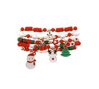 FDEETY Bracciale Natale Donna Braccialetti Colorato Elastici Set Impilabile Gioielli di Natalizi Bracciali di Natale per Bambini Festivi Gioielli Invernali Accessori per Feste