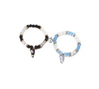 FDEETY Bracciale Per Coppie Con Ciondolo A Forma Di Cuore Set Di 2 Braccialetti In Perle Di Vetro Colorate Bracciali Elasticizzati Per Uomo E Donna Gioielli Di Moda