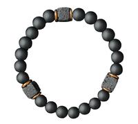 FDEETY Bracciale Perline Onyx Naturale Pietra Lavica Elemento Centrale Decorativo Gioiello Artigianale Unisex Stile Minimalista
