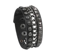 FDEETY Bracciale Punk Gotico Borchie Catena Pelle Sintetica Accessorio Gioiello Ragazzo Stile Rock Metallo