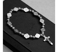 FDEETY Bracciale Rosario Religioso Cattolico Medaglioni Benedettini Ciondolo Croce Stile Vintage Gioiello Spirituale