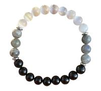 FDEETY Bracciale Rotondo Naturale Occhio Gatto Ossidiana Pietra Luna Misura Regolabile Perline Lucide Gioiello Artigianale Unisex Elegante