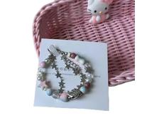 FDEETY Bracciale Stella Ciondolo Gattino Perle Multicolori Catena Pendente Decorativo Gioiello Femminile Elegante