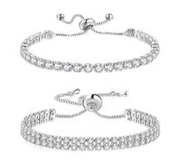 FDEETY Bracciale Tennis Regolabile Cristallo Brillante Gioielli Donna Elegante Stile Classico Accessorio Raffinato