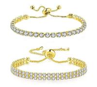 FDEETY Bracciale Tennis Regolabile Cristallo Brillante Gioielli Donna Elegante Stile Classico Accessorio Raffinato