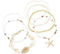 FDEETY Braccialetti Conchiglia Stella Marina Perline Bianche Gioielli Estivi Accessori Spiaggia Bracciale Ragazzi Bambini