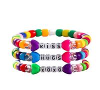 FDEETY Braccialetti Elastici Colorati Perline Lettere Messaggi Cuori Gioielli Artigianali Accessori Donna Ragazza