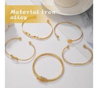 FDEETY Braccialetti Set 5 Pezzi Donna Bracciali In Lega Di Ferro Dorata Gioielli Eleganti Per Polso Accessori Moda Donna Bracciali Regolabili Braccialetti Per Ogni Occasione