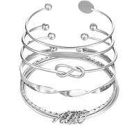 FDEETY Braccialetti Set 5 Pezzi Donna Bracciali In Lega Di Ferro Dorata Gioielli Eleganti Per Polso Accessori Moda Donna Bracciali Regolabili Braccialetti Per Ogni Occasione