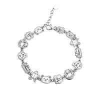 FDEETY Braccialetto Charm Biscottini Orsetti Stelle Ciondoli Argento Gioielli Donna Catena Regolabile Accessori moda Invernale