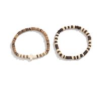 FDEETY Braccialetto Croce Etnico Perline Legno Naturale Bracciale Elastico Artigianale Gioielli Unisex