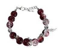 FDEETY Braccialetto Elegante Corona Reale Perle Cristallo Ciondolo Ala Argento Gioiello Bambino Accessorio Decorativo Regolabile Catena Metallica
