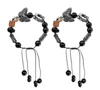 FDEETY Braccialetto Farfalla Stile Inchiostro Cinese Perline Naturali Gioielli Artigianali Accessori Donna Eleganti Regolabili