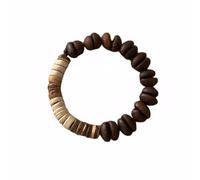 FDEETY Braccialetto Naturale Chicchi Caffè Latte Macchiato Bicolore Elastico Artigianale Gioiello Ragazzo Stile Boho Accessorio moda Etnico
