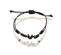 FDEETY Braccialetto Origami Gru Giapponese Corda Intrecciata Regolabile Bianco Nero Bracciali Amicizia Ragazzi Bambini Gioielli