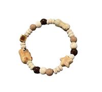 FDEETY Braccialetto Orsetto Ceramica Naturale Perline Decorative Stella Osso Gioiello Artigianale Bambini