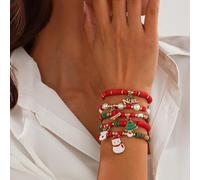 FDEETY Bracciali Elastici Natalizi Con Charms Colorati Set Di 6 Bracciali In Silicone Accessori Festa Di Natale Gioielli Donna Decorativi
