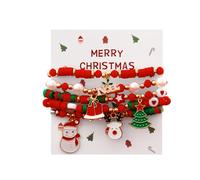 FDEETY Bracciali Elastici Natalizi Con Charms Colorati Set Di 6 Bracciali In Silicone Accessori Festa Di Natale Gioielli Donna Decorativi