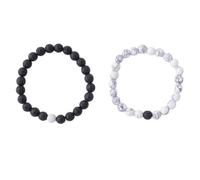 FDEETY Bracciali Perline Rotonde Pietra Naturale Howlite Lava Vulcanica Elastici Unisex Accessori Gioielli Artigianali