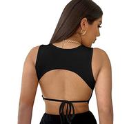 FDEETY Canotta Donna Sexy Magliette Sportivi Senza Maniche Tank Top Elegante T-Shirt Crop Top Yoga Allenamento Palestra