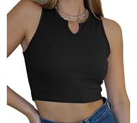 FDEETY Canotte Donna Estive Tank Top Canotta Crop Scollo a V Maglietta Senza Maniche Cotone Costine Elegante Abbigliamento Casual Magliette Estiva T Shirt Canottiera