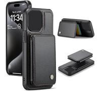 FDEETY Case Custodia a Portafoglio Antifurto Custodia Antiurto Con Slot per Schede e Funzione Stand Custodia per Telefono a Portafoglio Per iPhone 16 Plus(Nero)