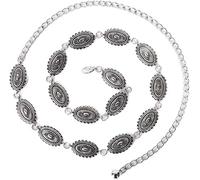 FDEETY Catena Vita Ovale Medaglioni Metallici Cintura Donna Argento Vintage Stile Bohemien Accessorio Elegante