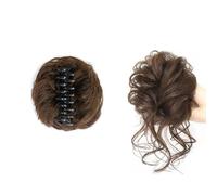 FDEETY Chignon Capelli Finti con Cartella Riccio Ondulato Capelli Naturale Chignon Coda di Cavallo Capelli Estensioni dei Capelli Sintetici per Donne(Marrone chiaro)