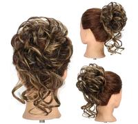 FDEETY Chignon Riccio Messy Posticcio Capelli Sintetici Elastico Coda Acconciatura Updo Voluminoso Ciocca Arricciata