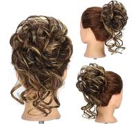 FDEETY Chignon Riccio Messy Posticcio Capelli Sintetici Elastico Coda Acconciatura Updo Voluminoso Ciocca Arricciata