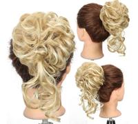 FDEETY Chignon Riccio Messy Posticcio Capelli Sintetici Elastico Coda Acconciatura Updo Voluminoso Ciocca Arricciata