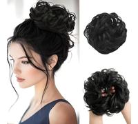 FDEETY Ciambella Elastica Capelli Ricci Chignon Messy Bun Posticcio Acconciatura Updo Crocchia Volume Naturale