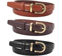 FDEETY Cintura Da Donna In Pelle Di Alta Qualità Set Di 3 Cinture Con Fibbia Dorata Accessorio Elegante Per Abbigliamento Casual E Formale Cintura Regolabile Per Pantaloni E Gonne 150 Cm