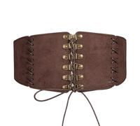 FDEETY Cintura Donna Elegante Vera Pelle Corsetto Elastico con Fiocco in Suede Ideale per Abbigliamento Festivo Occasioni Serali alla Moda(Marrone)