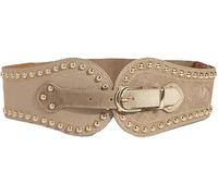 FDEETY Cintura Elastica Larga Decorativa Borchie Dorate Fibbia Regolabile Camoscio Elegante Accessorio Donna