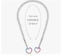 FDEETY Collana Catena Cuore Traforato Argento Gioiello Donna Elegante Ciondolo Cuore Due Misure Disponibili Accessorio Metallo Lucido